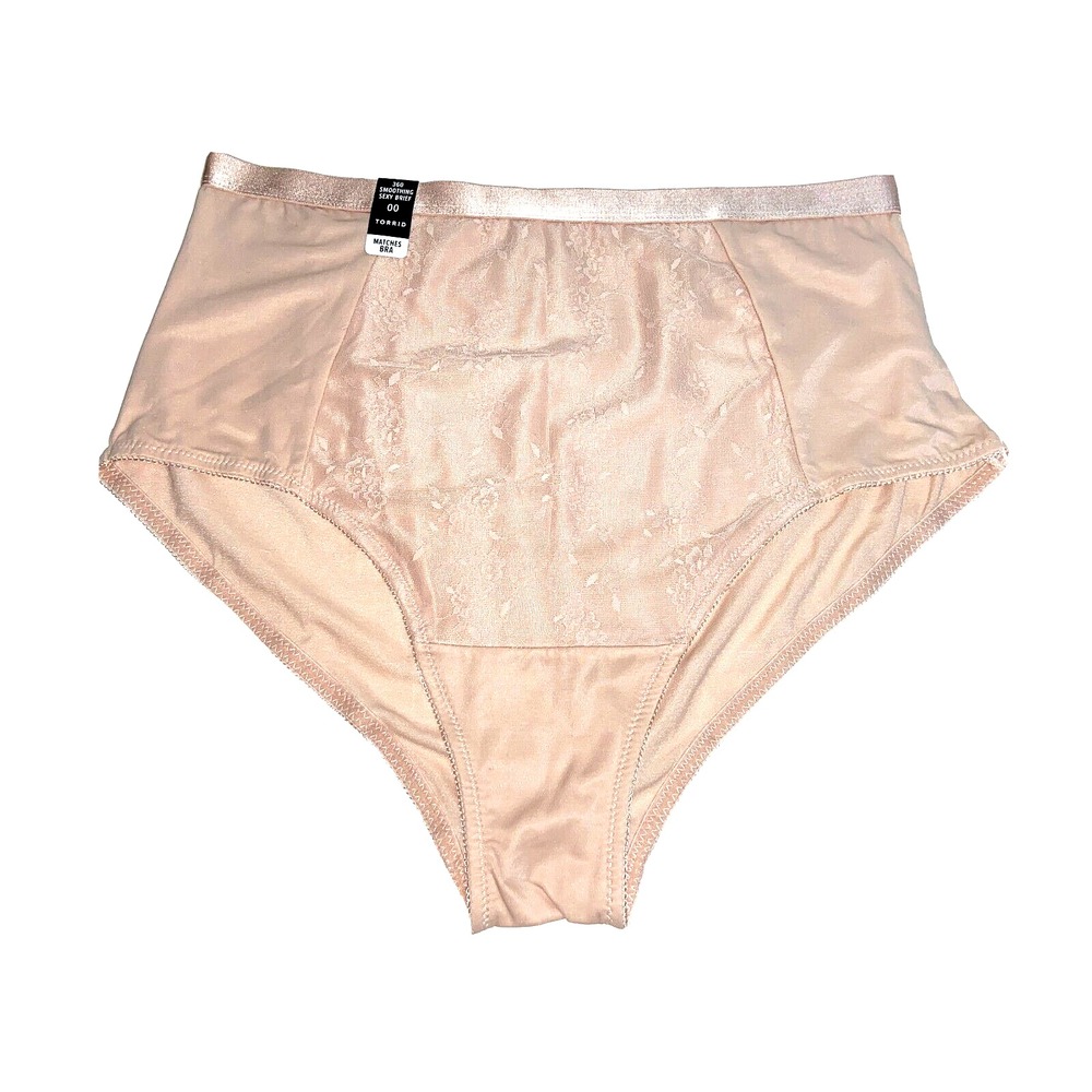 TORRID Sexy Smoothing BRIEF Nude Beige Light Control PANTY w/ Lace sz 00 ~ NWT